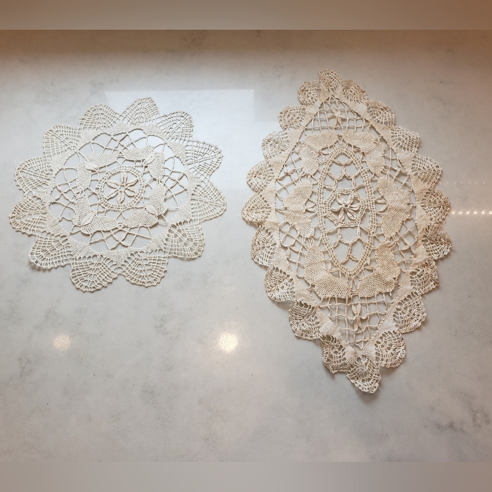 2 handmade crocheted doilies